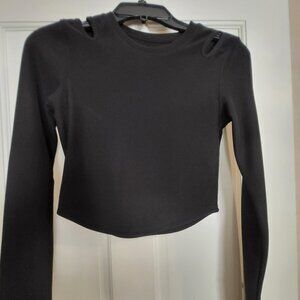 Move Theology Black Long Sleeve Crop Top XS